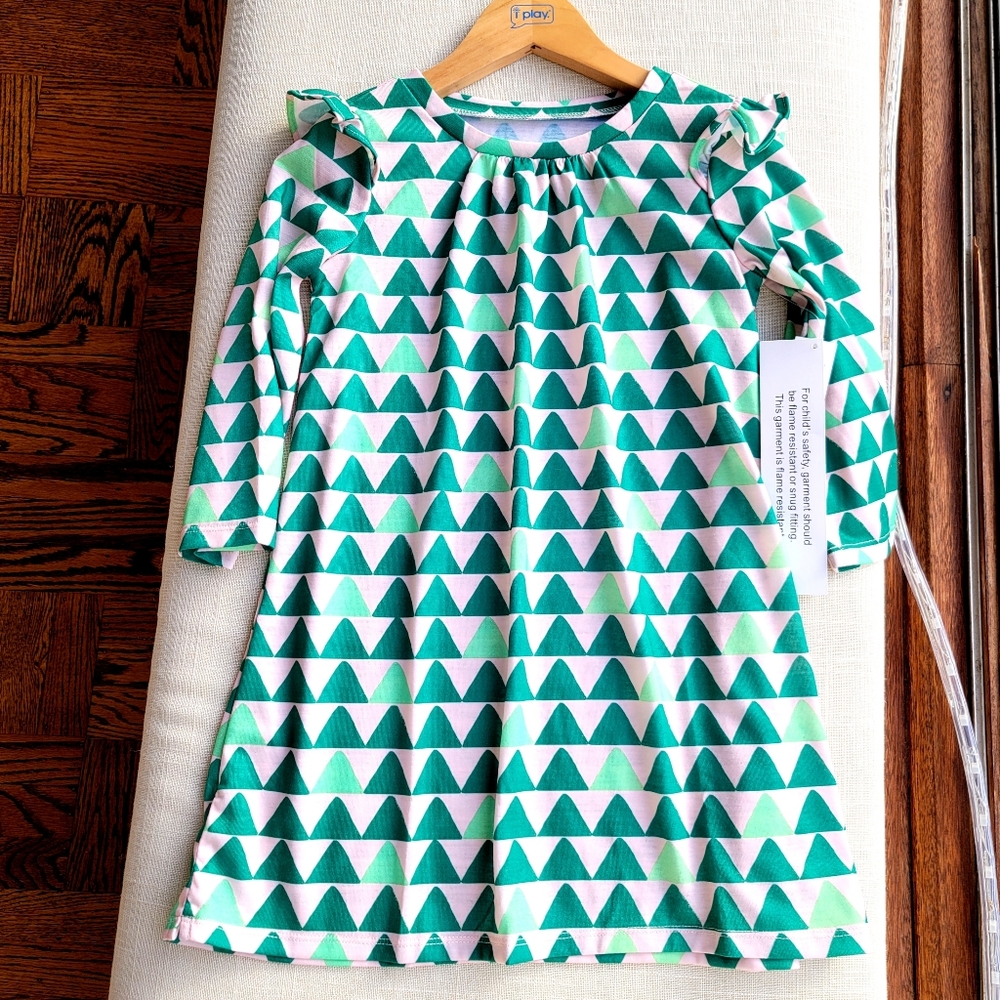 New! Girl’s sz 2-3 J.Crew Christmas Trees Ruffle-trim Nightgown Crewcuts NWT